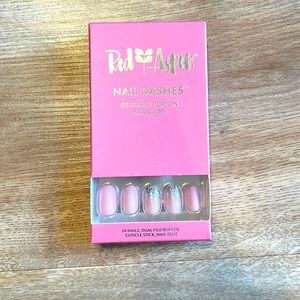 Red Aspen Nail Dashes matte pink with glitter